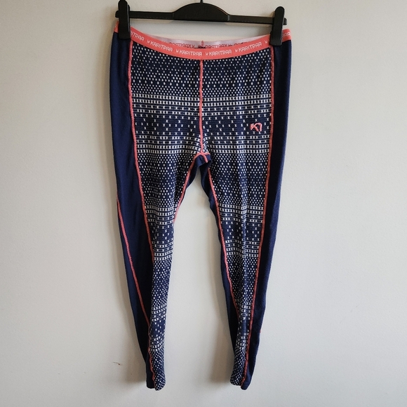 Wool Blend Baselayer Long underwear Kari Traa Navy Pants Leggings Size XL - Picture 3 of 11